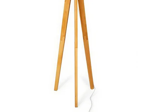 Staande Lamp Lorens - Hout En Linnen - 45 X 45 X 153 Cm - Wit