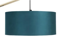 Staande Lamp Met Boog - Art-Decostijl Van Koper En Marmer - Velours - H164 Cm - Blauwgroen - Nour