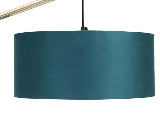 Staande Lamp Met Boog - Art-Decostijl Van Koper En Marmer - Velours - H164 Cm - Blauwgroen - Nour