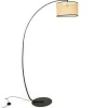 Staande Lamp Met Boog En Vlechtwerk Neirobi - Etnische Stijl - Ijzer En Rotan - 105 X 40 X 195 Cm - Zwart En Naturel