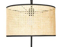 Staande Lamp Met Boog En Vlechtwerk Neirobi - Etnische Stijl - Ijzer En Rotan - 105 X 40 X 195 Cm - Zwart En Naturel