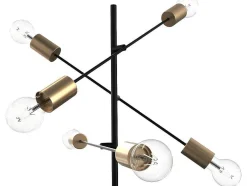 Staande Lamp Met Industriele Stijl En Meerdere Lampjes Klepton - Metaal - 49,5 X 28,5 X 146,5 Cm - Zwart En Goudkleurig