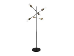 Staande Lamp Met Industriele Stijl En Meerdere Lampjes Klepton - Metaal - 49,5 X 28,5 X 146,5 Cm - Zwart En Goudkleurig