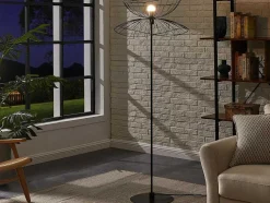 Staande Lamp Met Rechte Kabelbuis - Metaal - H 160 Cm - Zwart - Mania