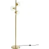 Staande Lamp Van Geborsteld Messing En 3 Vintage Glazen Bollen - H148 Cm - Yukon