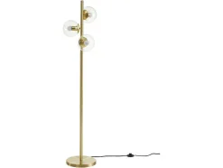 Staande Lamp Van Geborsteld Messing En 3 Vintage Glazen Bollen - H148 Cm - Yukon