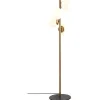 Staande Lamp Van Metaal En Glas 4 Bollen Faze - H130 Cm - Goud En Wit
