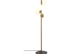 Staande Lamp Van Metaal En Glas 4 Bollen Faze - H130 Cm - Goud En Wit