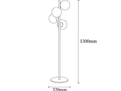 Staande Lamp Van Metaal En Glas 4 Bollen Faze - H130 Cm - Goud En Wit