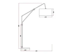 Staande Lamp Van Metaal, Linnen En Marmer - L122 X H180 Cm - Wit, Zwart En Goudkleurig - Masdar