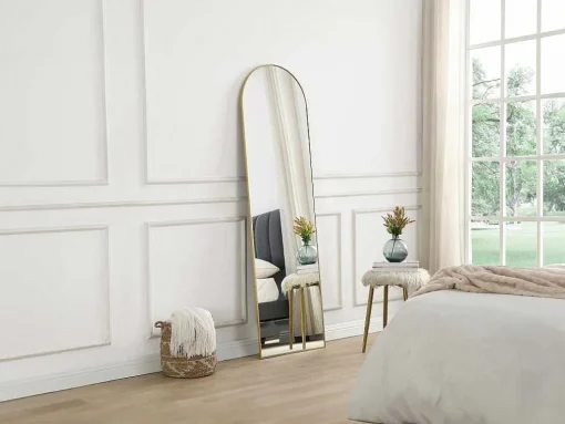 Staande Spiegel Met Boog Van Metaal - L50 X H170 Cm - Goudkleurig - Mailen