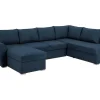 Stan Slaapbank, Hoek Rechts Met Chaise Longue Links, In Blauw.