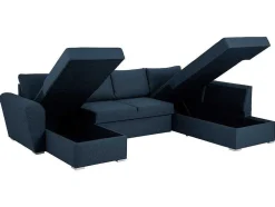 Stan Slaapbank, Hoek Rechts Met Chaise Longue Links, In Blauw.