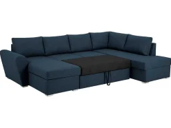 Stan Slaapbank, Hoek Rechts Met Chaise Longue Links, In Blauw.