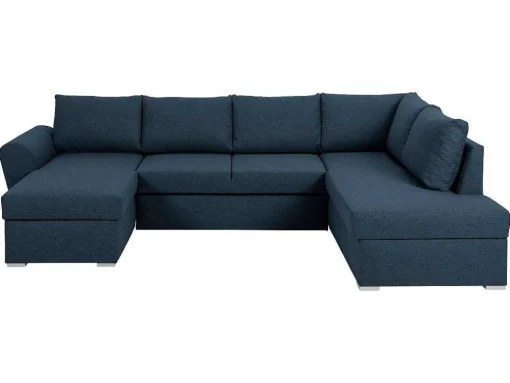 Stan Slaapbank, Hoek Rechts Met Chaise Longue Links, In Blauw.