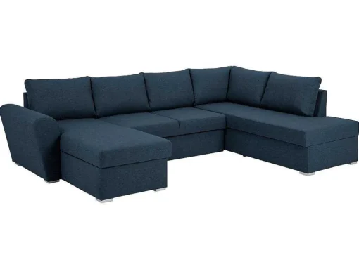 Stan Slaapbank, Hoek Rechts Met Chaise Longue Links, In Blauw.