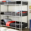 Stapelbed - 3 X 90 X 190 Cm - Metaal - Zilverkleur - Met Matras - Elouan