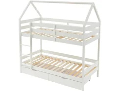 Stapelbed 2 X 90 X 190 Cm - 2 Laden - Grenen - Wit - Chori