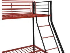 Stapelbed Elevatio Iv - 90 En 140 X 190 Cm - Staal - Zwart En Rood + Matras