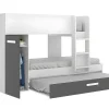 Stapelbed Met Opbergruimtes 3 X 90 X 190 Cm - Antraciet En Wit - Met Matras - Anthony