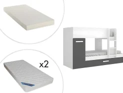 Stapelbed Met Opbergruimtes 3 X 90 X 190 Cm - Antraciet En Wit - Met Matras - Anthony