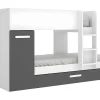 Stapelbed Met Slaaplade En Opbergruimtes 3 X 90 X 190 Cm - Antraciet En Naturel - Anthony