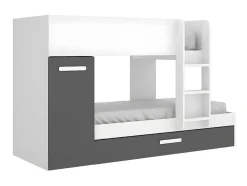 Stapelbed Met Slaaplade En Opbergruimtes 3 X 90 X 190 Cm - Antraciet En Naturel - Anthony