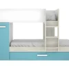 Stapelbed Met Slaaplade En Opbergruimtes 3 X 90 X 190 Cm - Wit, Naturel En Blauw - Anthony
