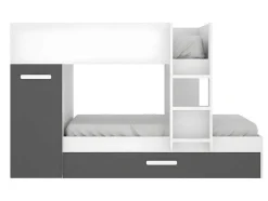 Stapelbed Met Slaaplade En Opbergruimtes 3 X 90 X 190 Cm - Antraciet En Naturel - Anthony