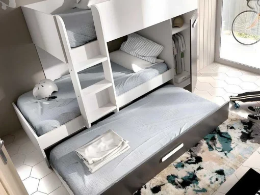 Stapelbed Met Slaaplade En Opbergruimtes 3 X 90 X 190 Cm - Antraciet En Naturel - Anthony