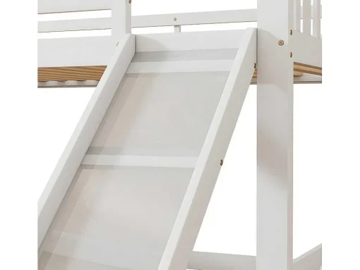 Stapelbed Voor Kinderen 140X200Cm - Met Opbergtrap En Glijbaan - Wit