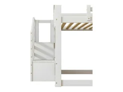 Stapelbed Voor Kinderen 140X200Cm - Met Opbergtrap En Glijbaan - Wit