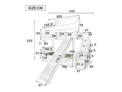 Stapelbed 90X200Cm - Grenenhout En Mdf Structuur - Met Glijbaan En Opbergtrap - Een Grote Lade Onder Het Bed - Wit