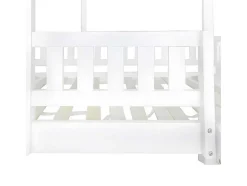 Stapelbed 90X200Cm - Grenenhout En Mdf Structuur - Met Glijbaan En Opbergtrap - Een Grote Lade Onder Het Bed - Wit