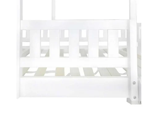 Stapelbed 90X200Cm - Grenenhout En Mdf Structuur - Met Glijbaan En Opbergtrap - Een Grote Lade Onder Het Bed - Wit