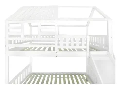 Stapelbed 90X200Cm - Grenenhout En Mdf Structuur - Met Glijbaan En Opbergtrap - Een Grote Lade Onder Het Bed - Wit