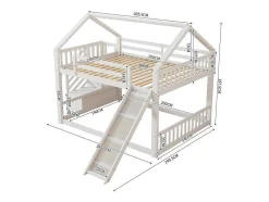 Stapelbedden 140 X 200 Cm - Mdf Hout - Opbergtrap En Glijbaan - Wit