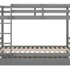 Stapelbedden 140 X 200 Cm Met Onderschuifbed 90 X 200 Cm - Balustrade En Trap - Mdf Hout - Grijs