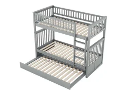 Stapelbedden 2 X 90 X 200 Cm + Onderschuifbed 90 X 190 Cm - Mdf Hout - Grijs - Anthony