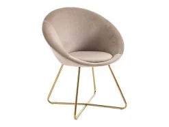 Stoel Van Bouclestof En Goudkleurig Metaal - Beige - Burban