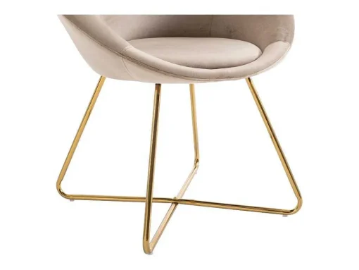 Stoel Van Bouclestof En Goudkleurig Metaal - Beige - Burban