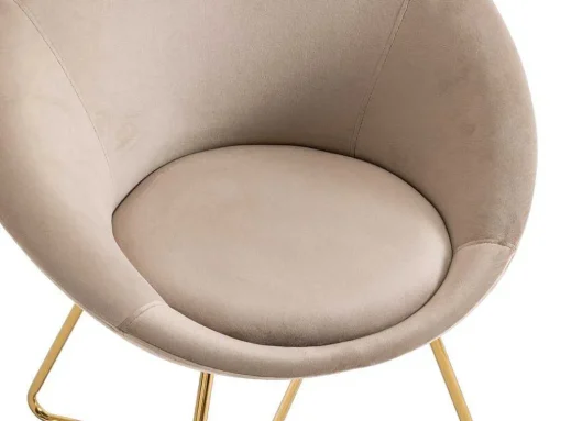Stoel Van Bouclestof En Goudkleurig Metaal - Beige - Burban