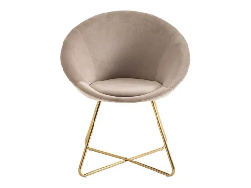Stoel Van Bouclestof En Goudkleurig Metaal - Beige - Burban