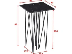 Stone Bijzettafel 40X40 Cm Glas Zwart Marmor Decor.
