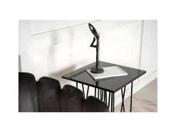 Stone Bijzettafel 40X40 Cm Glas Zwart Marmor Decor.