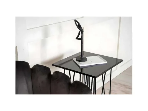 Stone Bijzettafel 40X40 Cm Glas Zwart Marmor Decor.