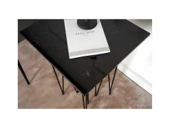 Stone Bijzettafel 40X40 Cm Glas Zwart Marmor Decor.