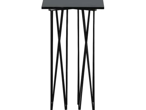 Stone Bijzettafel 40X40 Cm Glas Zwart Marmor Decor.