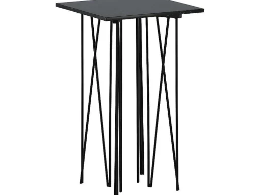 Stone Bijzettafel 40X40 Cm Glas Zwart Marmor Decor.