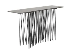 Stone Sidetable 37X130 Cm Glas Zwart Marmor Decor.